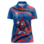 Newcastle Knights Rugby Mascot Women Polo Shirt Fierce Athlete Graphic in Sports Style
