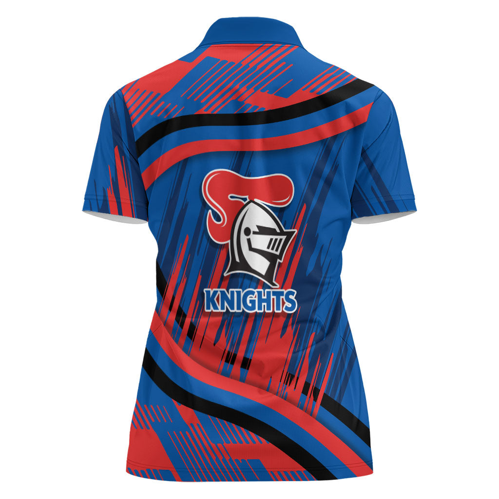 Newcastle Knights Rugby Mascot Women Polo Shirt Fierce Athlete Graphic in Sports Style