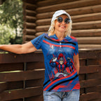 Newcastle Knights Rugby Mascot Women Polo Shirt Fierce Athlete Graphic in Sports Style