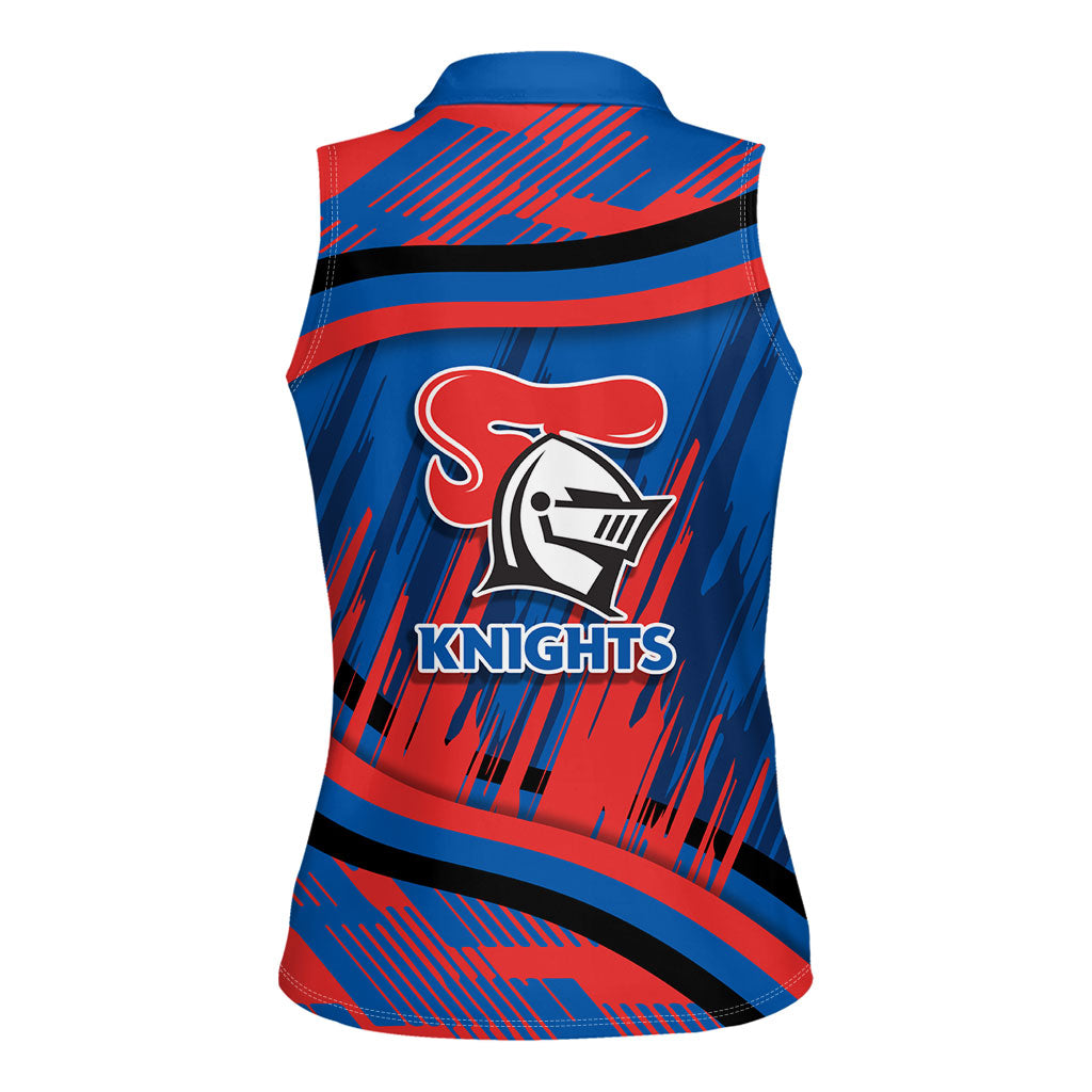 Newcastle Knights Rugby Mascot Women Sleeveless Polo Shirt Fierce Athlete Graphic in Sports Style