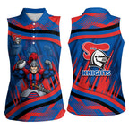 Newcastle Knights Rugby Mascot Women Sleeveless Polo Shirt Fierce Athlete Graphic in Sports Style