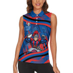 Newcastle Knights Rugby Mascot Women Sleeveless Polo Shirt Fierce Athlete Graphic in Sports Style