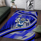 Bulldogs Rugby Mascot Area Rug Fierce Athlete Graphic in Sports Style