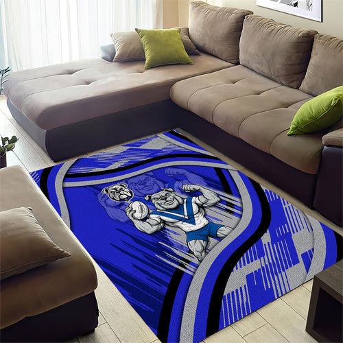 Bulldogs Rugby Mascot Area Rug Fierce Athlete Graphic in Sports Style