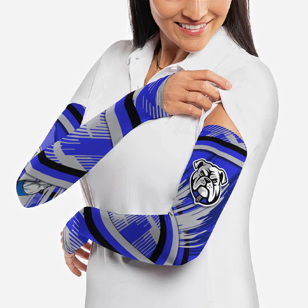 Bulldogs Rugby Mascot Arm Sleeves Fierce Athlete Graphic in Sports Style