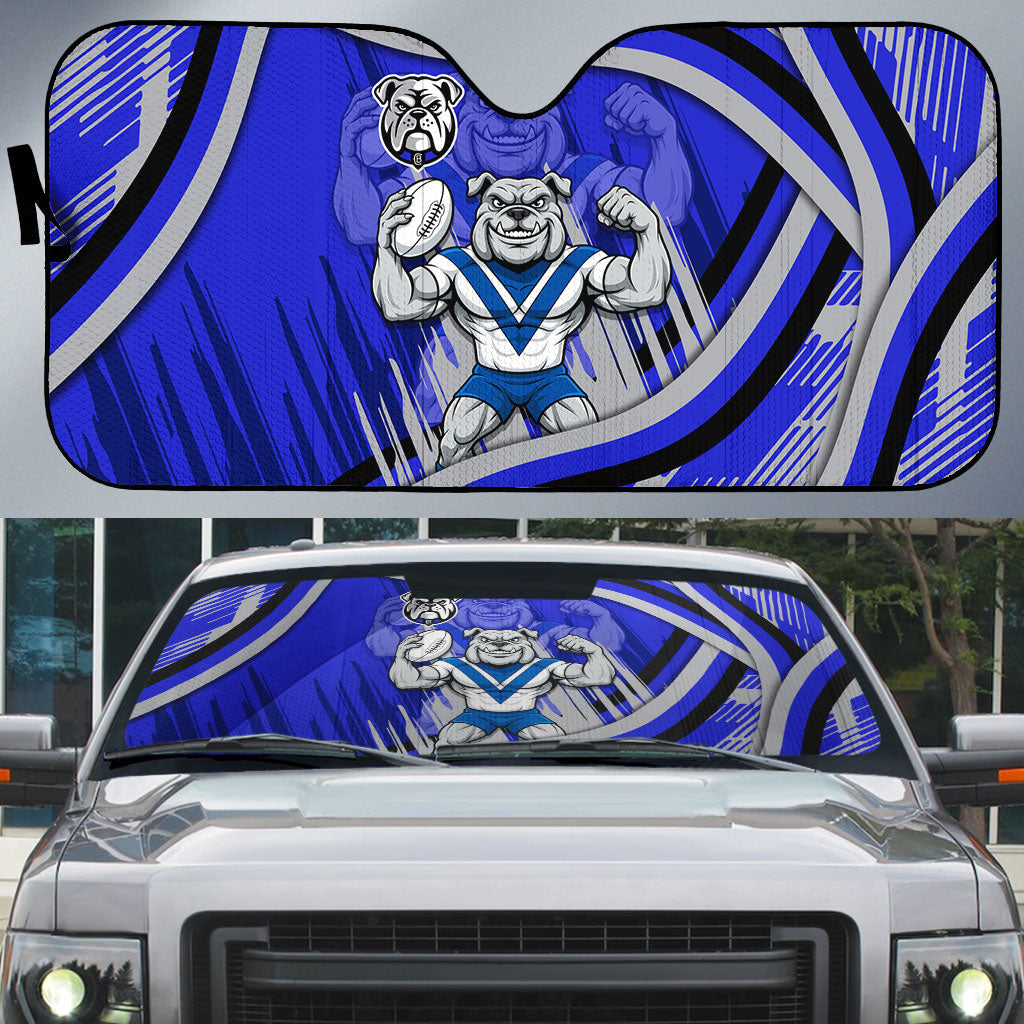 Bulldogs Rugby Mascot Auto Sun Shade Fierce Athlete Graphic in Sports Style
