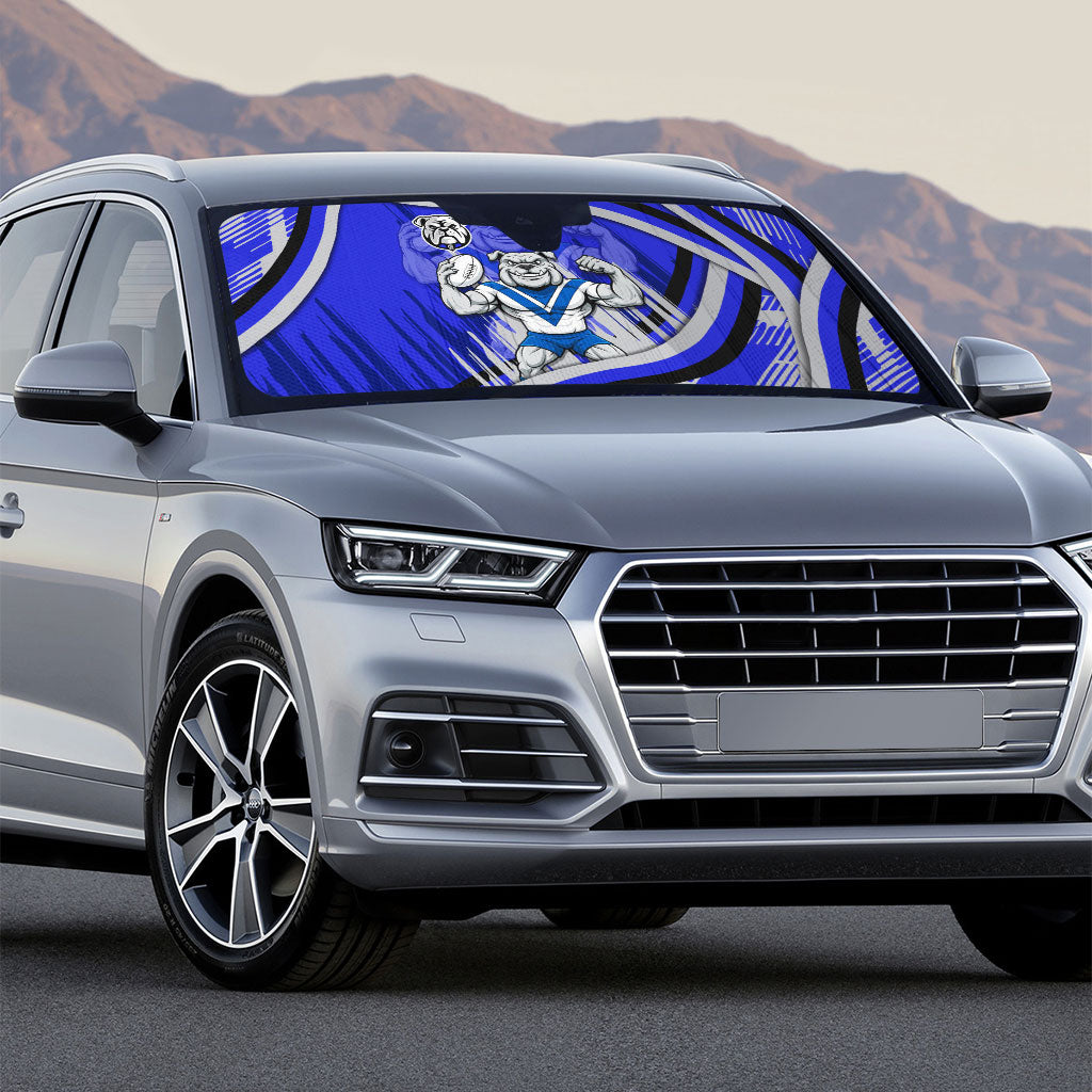 Bulldogs Rugby Mascot Auto Sun Shade Fierce Athlete Graphic in Sports Style