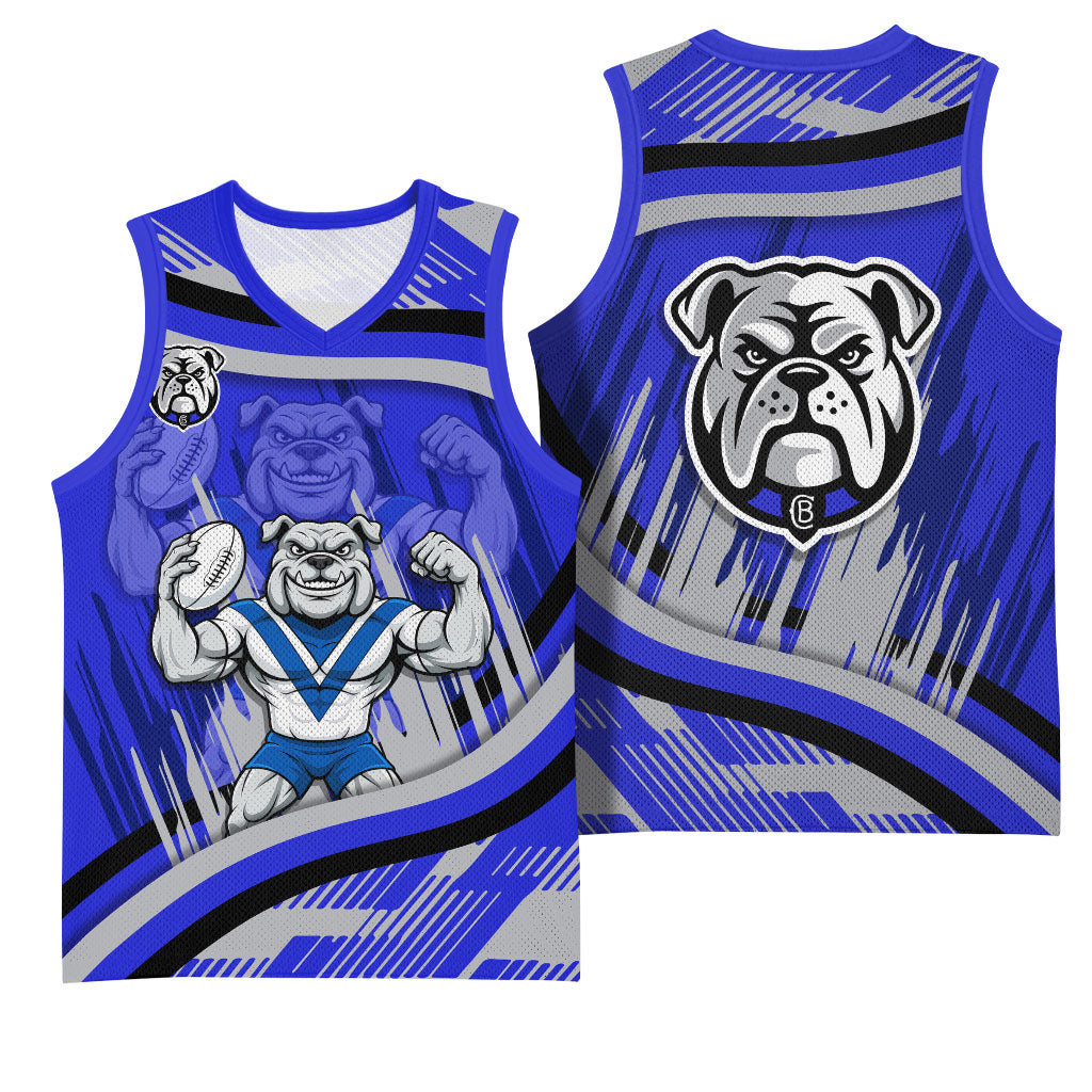 Bulldogs Rugby Mascot Basketball Jersey Fierce Athlete Graphic in Sports Style