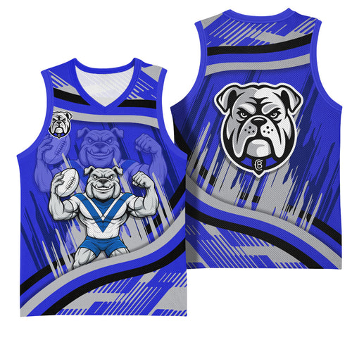 Bulldogs Rugby Mascot Basketball Jersey Fierce Athlete Graphic in Sports Style