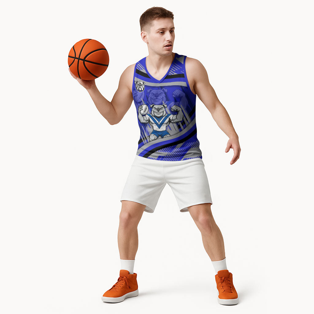 Bulldogs Rugby Mascot Basketball Jersey Fierce Athlete Graphic in Sports Style