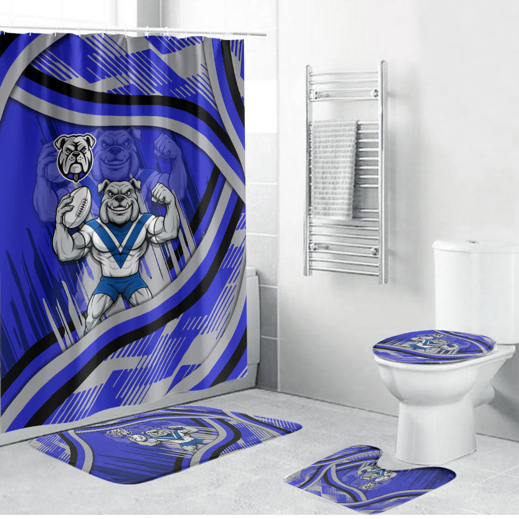 Bulldogs Rugby Mascot Bathroom Set Fierce Athlete Graphic in Sports Style