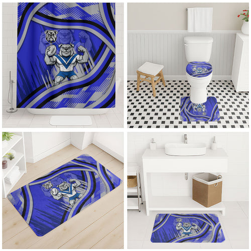 Bulldogs Rugby Mascot Bathroom Set Fierce Athlete Graphic in Sports Style