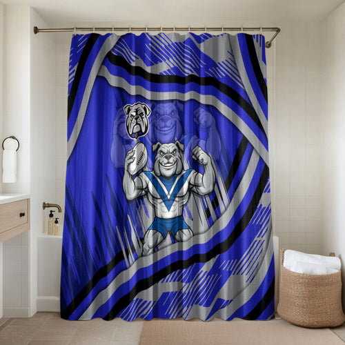 Bulldogs Rugby Mascot Bathroom Set Fierce Athlete Graphic in Sports Style