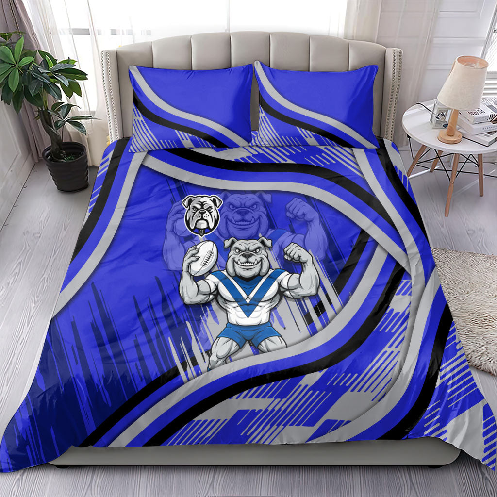 Bulldogs Rugby Mascot Bedding Set Fierce Athlete Graphic in Sports Style