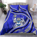 Bulldogs Rugby Mascot Bedding Set Fierce Athlete Graphic in Sports Style