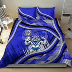 Bulldogs Rugby Mascot Bedding Set Fierce Athlete Graphic in Sports Style