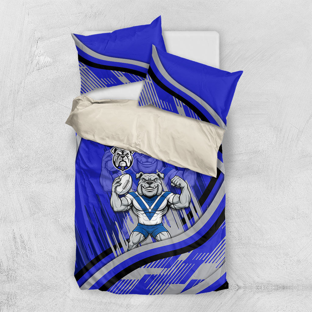 Bulldogs Rugby Mascot Bedding Set Fierce Athlete Graphic in Sports Style
