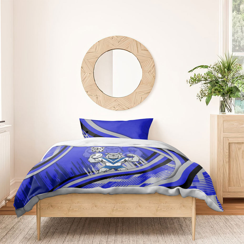 Bulldogs Rugby Mascot Bedding Set Fierce Athlete Graphic in Sports Style