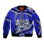Bulldogs Rugby Mascot Bomber Jacket Fierce Athlete Graphic in Sports Style