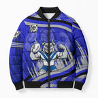 Bulldogs Rugby Mascot Bomber Puffer Jacket Fierce Athlete Graphic in Sports Style