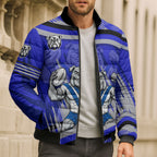 Bulldogs Rugby Mascot Bomber Puffer Jacket Fierce Athlete Graphic in Sports Style