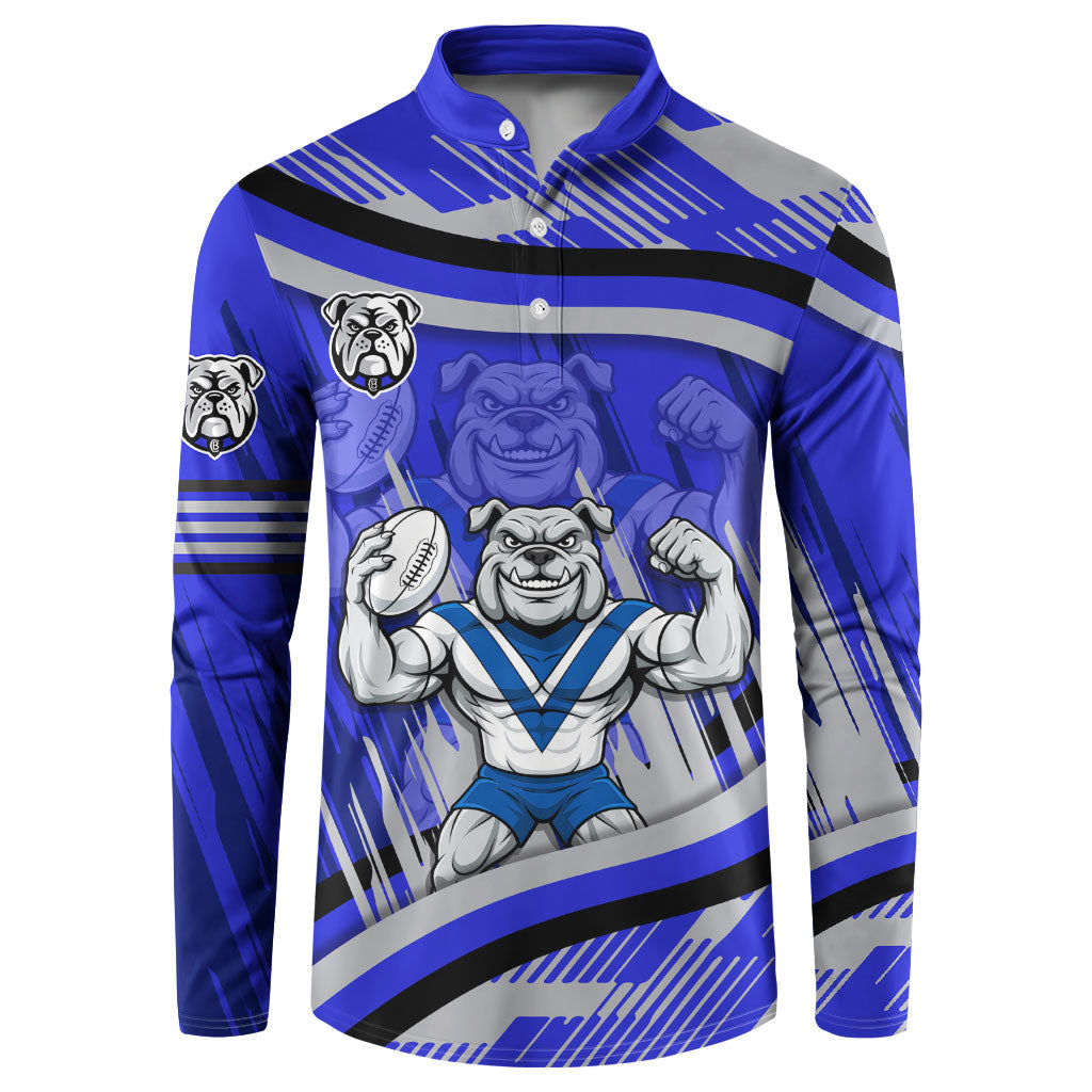 Bulldogs Rugby Mascot Button Sweatshirt Fierce Athlete Graphic in Sports Style
