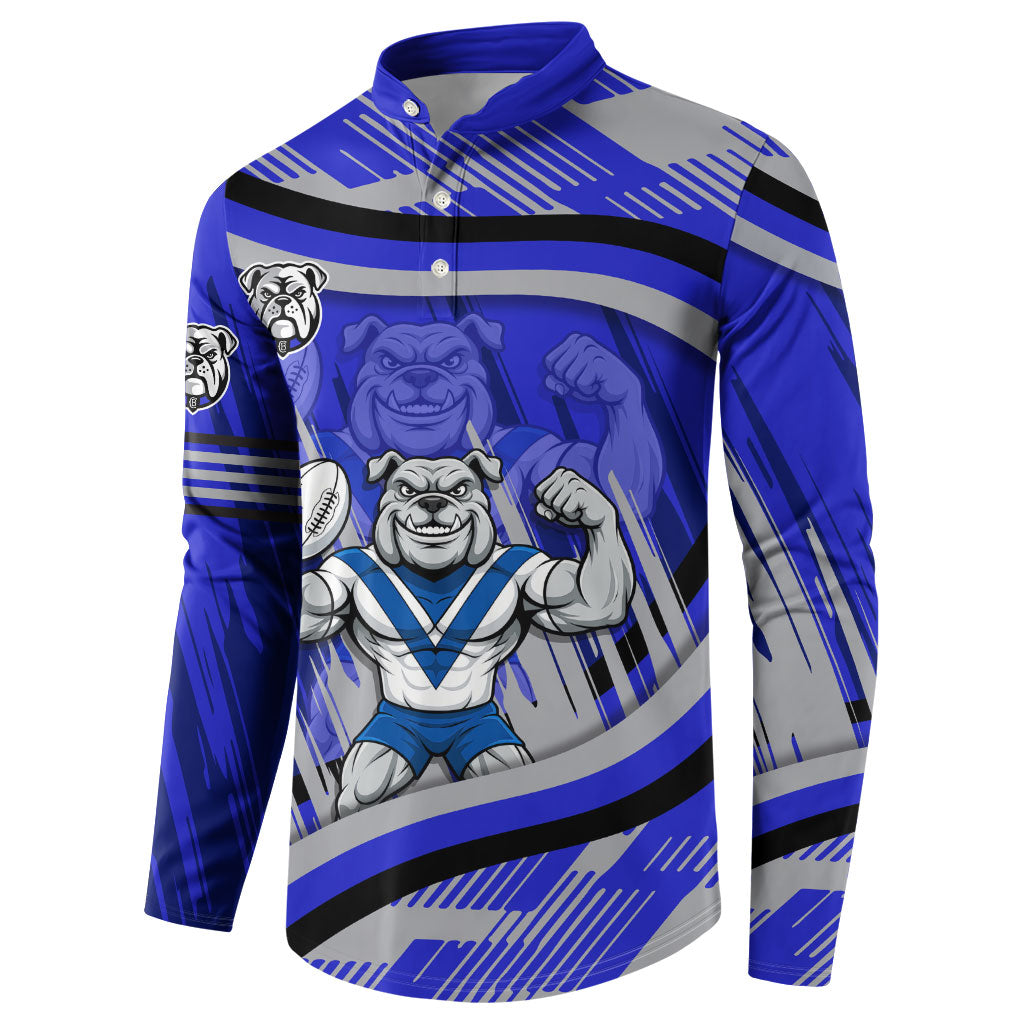 Bulldogs Rugby Mascot Button Sweatshirt Fierce Athlete Graphic in Sports Style