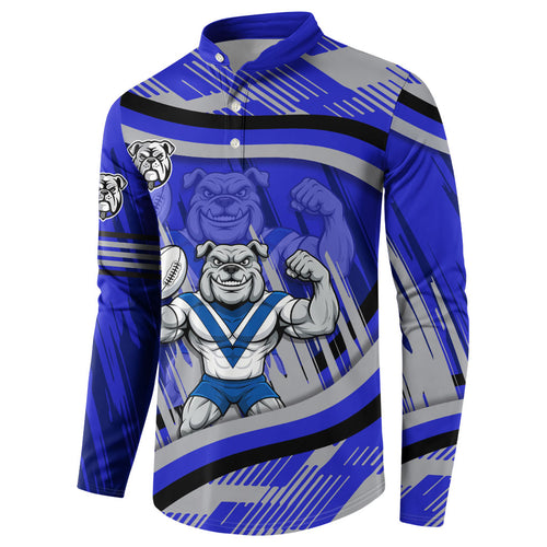Bulldogs Rugby Mascot Button Sweatshirt Fierce Athlete Graphic in Sports Style