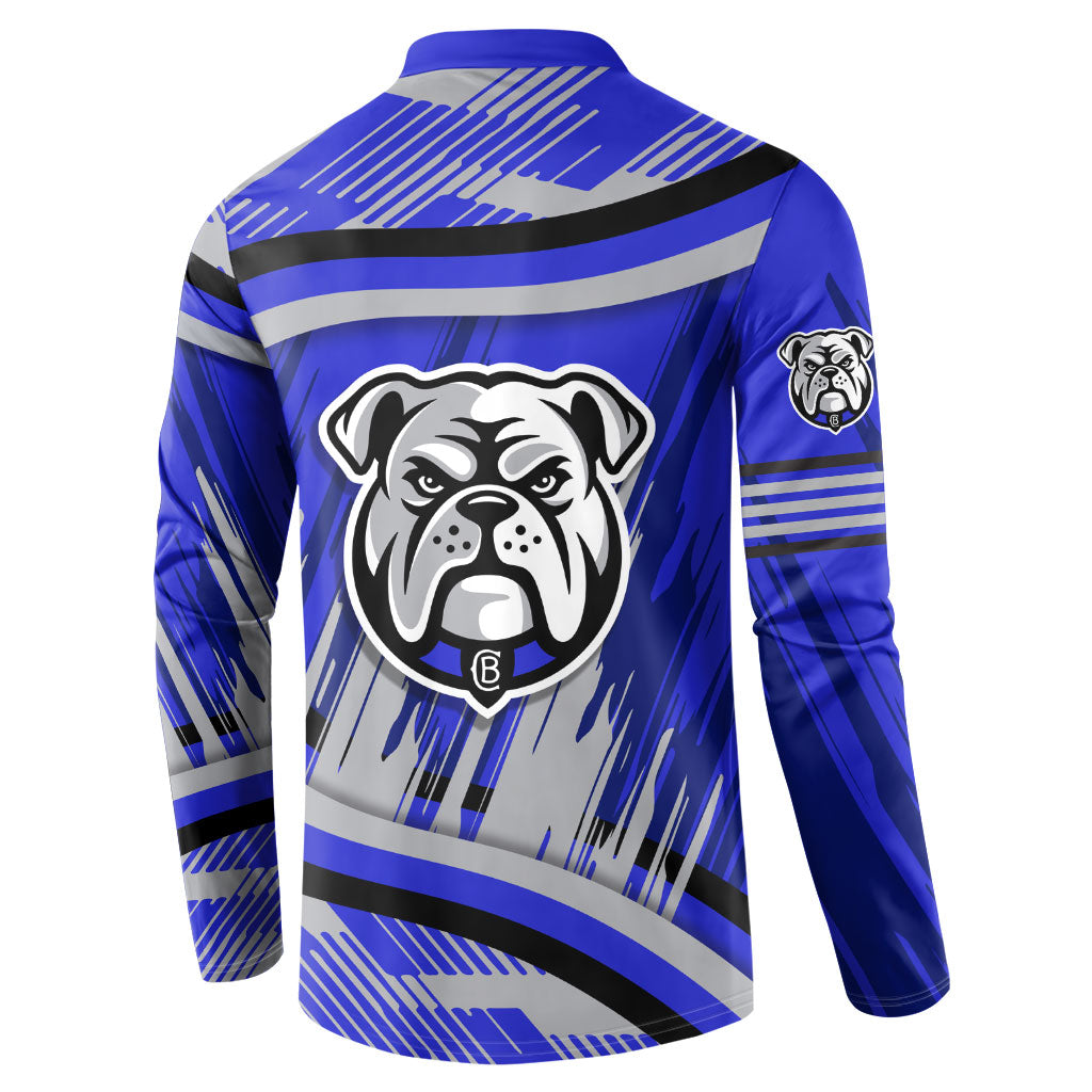 Bulldogs Rugby Mascot Button Sweatshirt Fierce Athlete Graphic in Sports Style