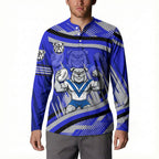 Bulldogs Rugby Mascot Button Sweatshirt Fierce Athlete Graphic in Sports Style