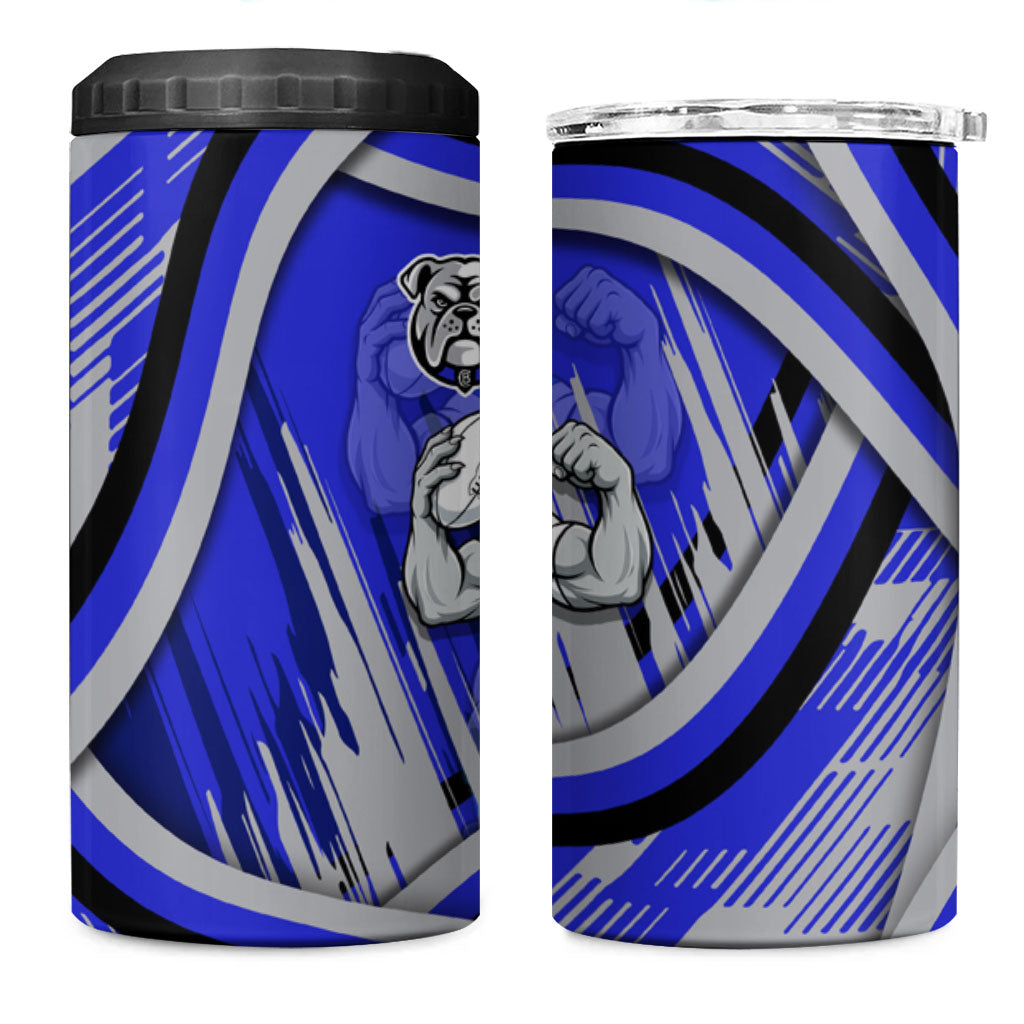 Bulldogs Rugby Mascot 4 in 1 Can Cooler Tumbler Fierce Athlete Graphic in Sports Style