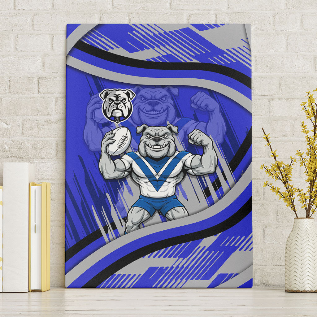 Bulldogs Rugby Mascot Canvas Wall Art Fierce Athlete Graphic in Sports Style