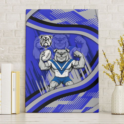 Bulldogs Rugby Mascot Canvas Wall Art Fierce Athlete Graphic in Sports Style