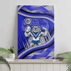 Bulldogs Rugby Mascot Canvas Wall Art Fierce Athlete Graphic in Sports Style