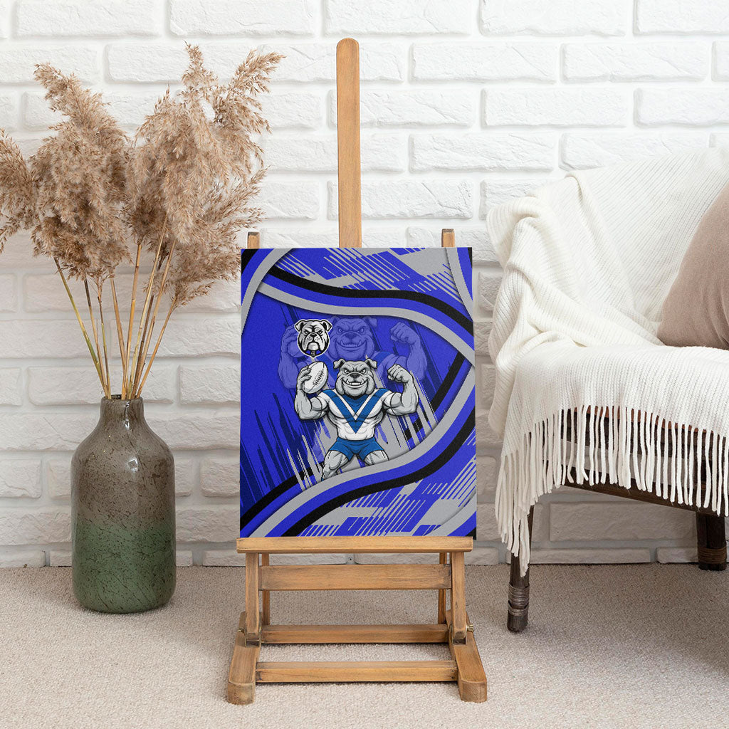 Bulldogs Rugby Mascot Canvas Wall Art Fierce Athlete Graphic in Sports Style