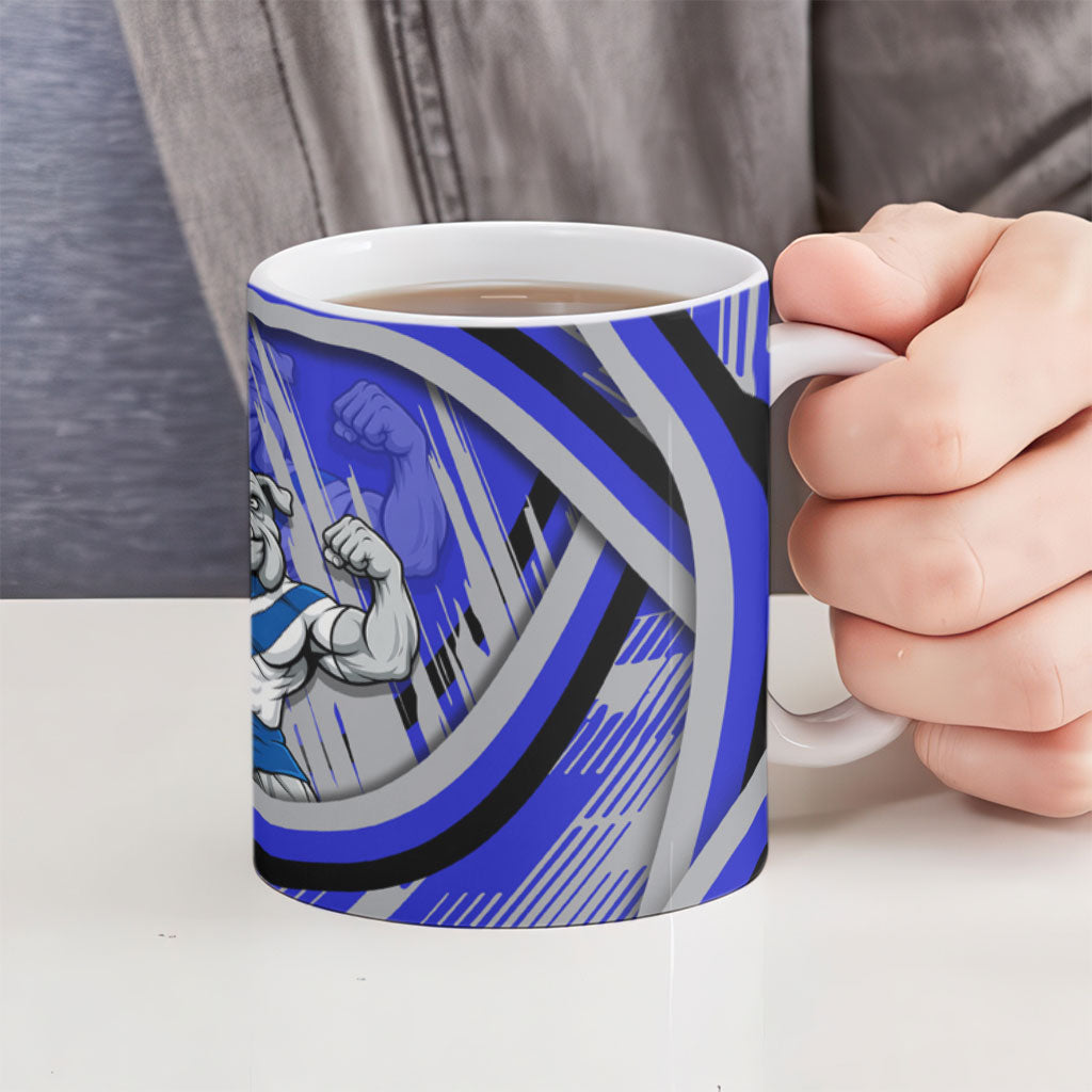 Bulldogs Rugby Mascot Ceramic Mug Fierce Athlete Graphic in Sports Style