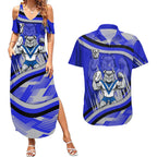 Bulldogs Rugby Mascot Couples Matching Summer Maxi Dress and Hawaiian Shirt Fierce Athlete Graphic in Sports Style