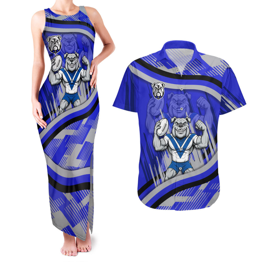 Bulldogs Rugby Mascot Couples Matching Tank Maxi Dress and Hawaiian Shirt Fierce Athlete Graphic in Sports Style