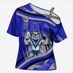 Bulldogs Rugby Mascot Cross Shoulder Shirt Fierce Athlete Graphic in Sports Style