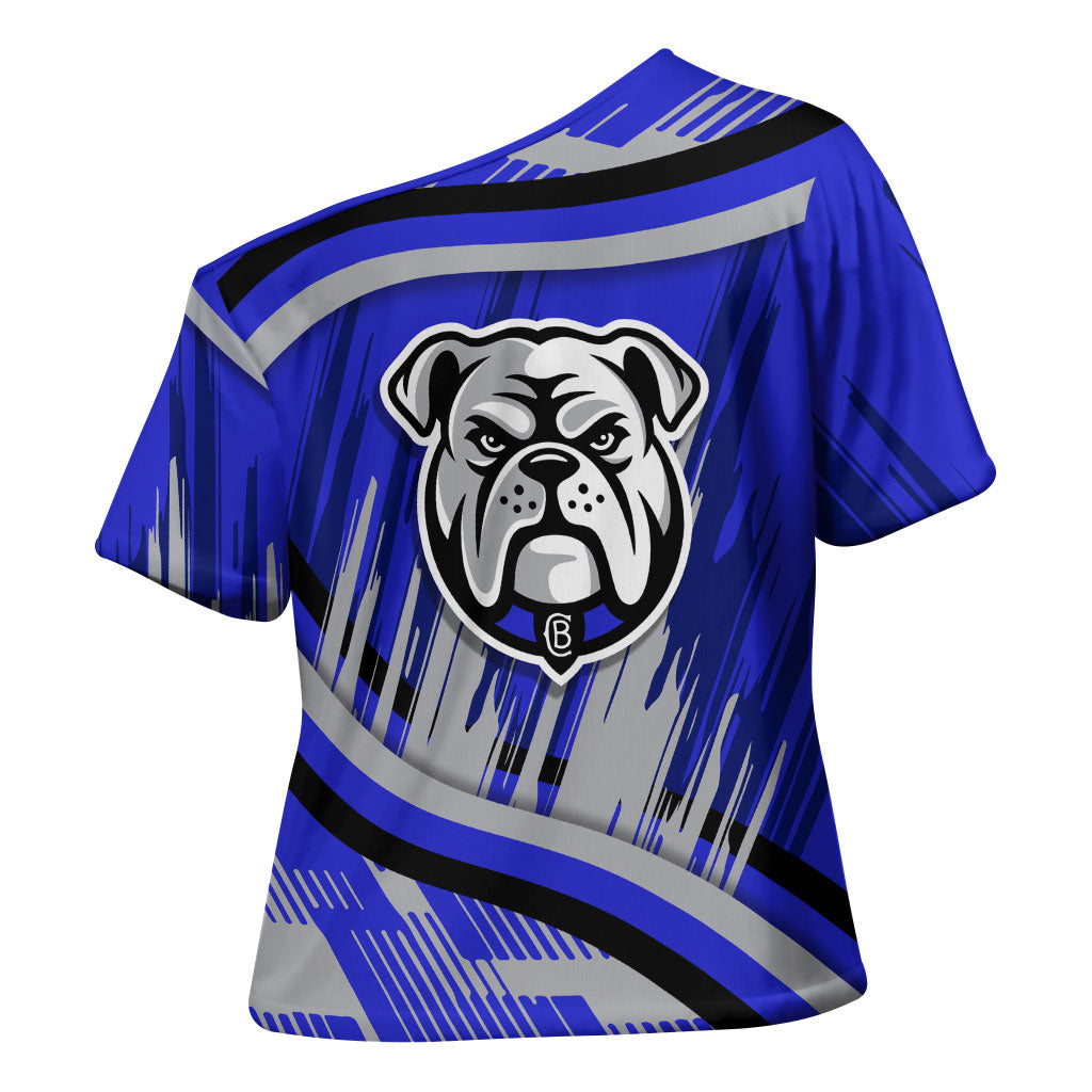 Bulldogs Rugby Mascot Cross Shoulder Shirt Fierce Athlete Graphic in Sports Style