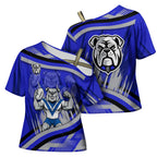 Bulldogs Rugby Mascot Cross Shoulder Shirt Fierce Athlete Graphic in Sports Style