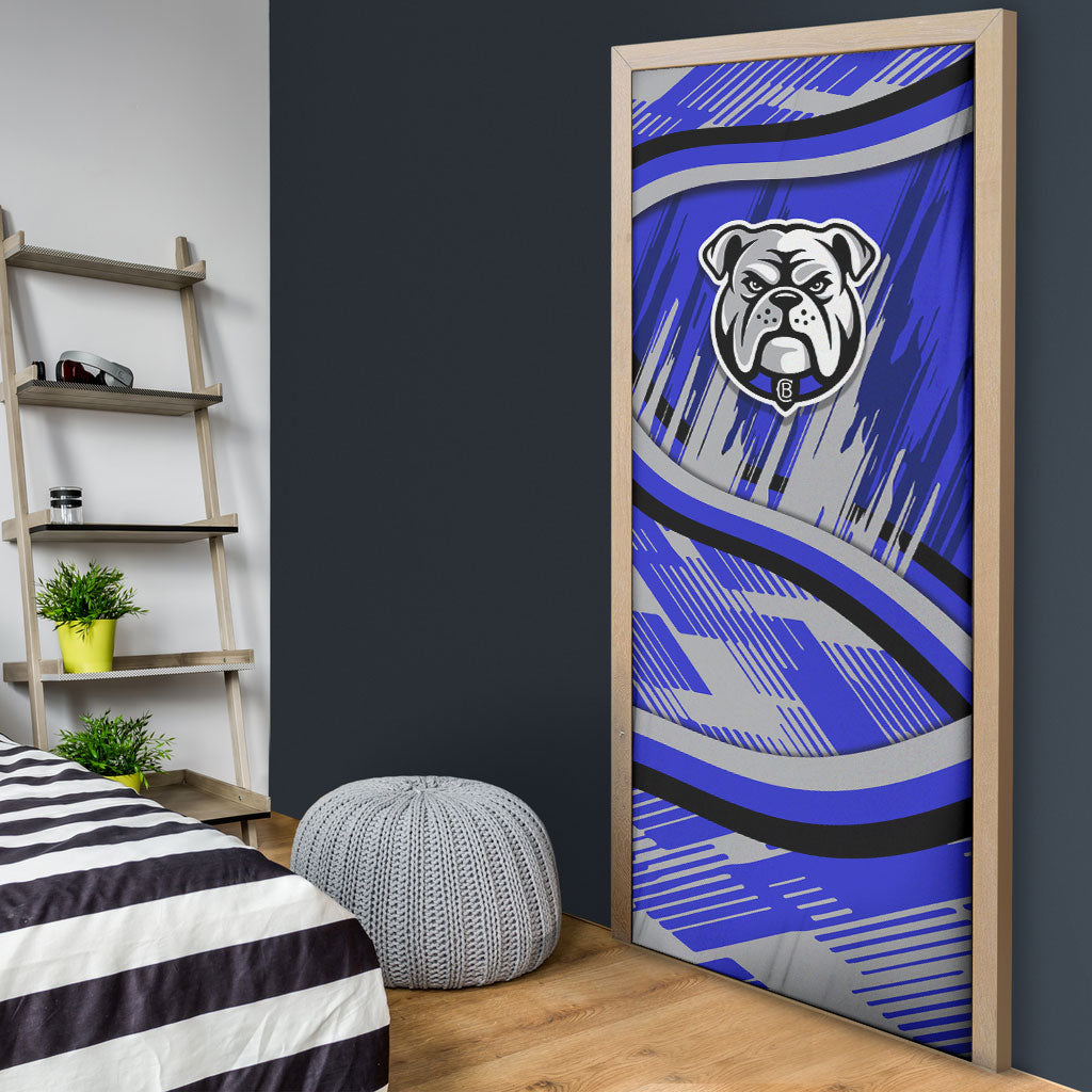 Bulldogs Rugby Mascot Door Cover Fierce Athlete Graphic in Sports Style