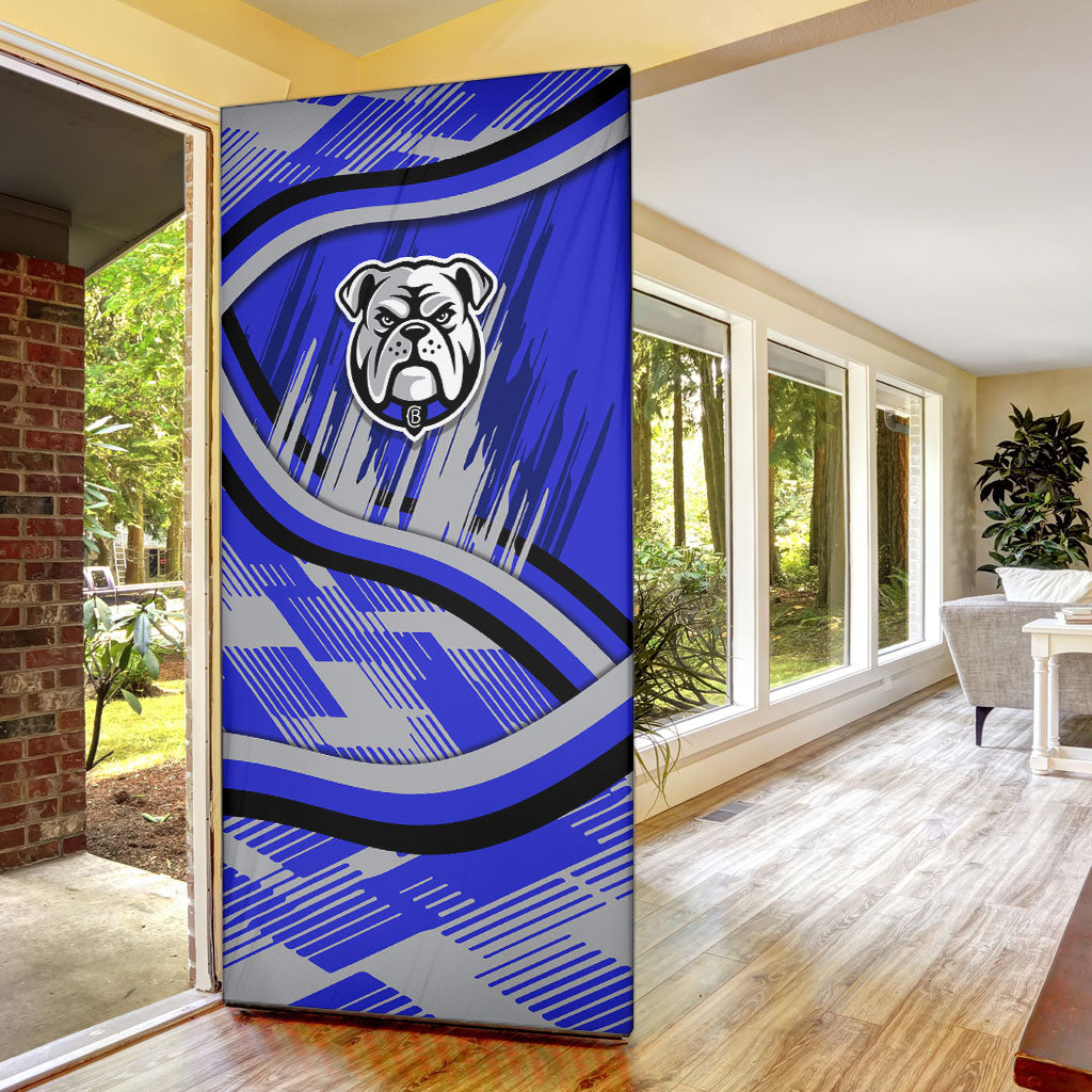 Bulldogs Rugby Mascot Door Cover Fierce Athlete Graphic in Sports Style