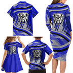Bulldogs Rugby Mascot Family Matching Long Sleeve Bodycon Dress and Hawaiian Shirt Fierce Athlete Graphic in Sports Style
