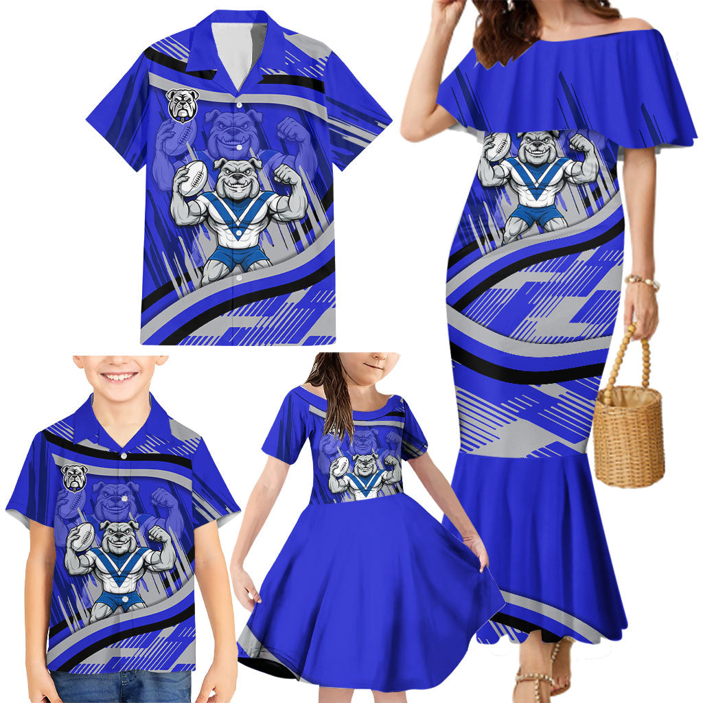 Bulldogs Rugby Mascot Family Matching Mermaid Dress and Hawaiian Shirt Fierce Athlete Graphic in Sports Style