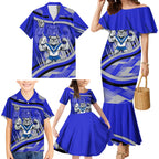 Bulldogs Rugby Mascot Family Matching Mermaid Dress and Hawaiian Shirt Fierce Athlete Graphic in Sports Style
