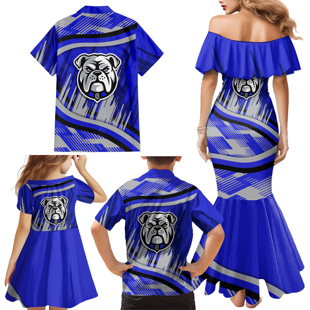 Bulldogs Rugby Mascot Family Matching Mermaid Dress and Hawaiian Shirt Fierce Athlete Graphic in Sports Style