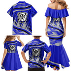 Bulldogs Rugby Mascot Family Matching Mermaid Dress and Hawaiian Shirt Fierce Athlete Graphic in Sports Style