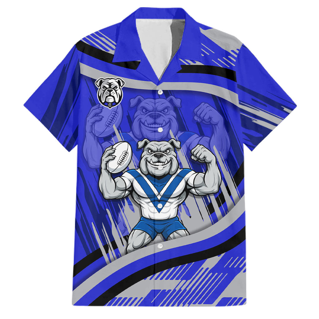 Bulldogs Rugby Mascot Family Matching Off Shoulder Maxi Dress and Hawaiian Shirt Fierce Athlete Graphic in Sports Style