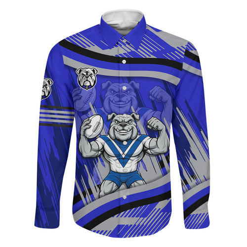 Bulldogs Rugby Mascot Family Matching Off Shoulder Maxi Dress and Hawaiian Shirt Fierce Athlete Graphic in Sports Style